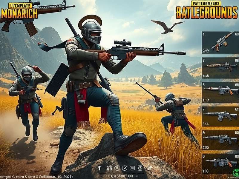 PUBG Legend Warrior Monarch weapon customization interface showing various attachments
