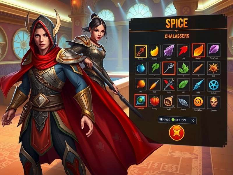 Spice Realm Sentinels character selection screen showing diverse classes
