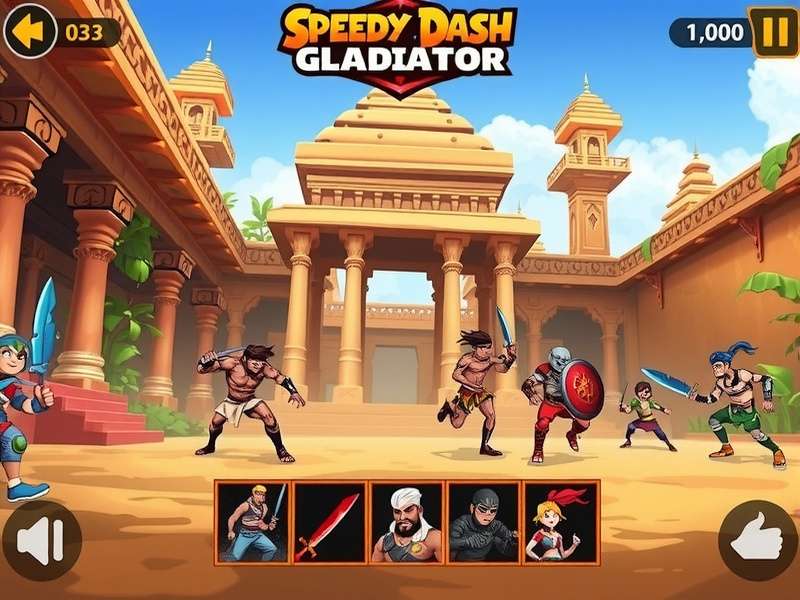 Speedy Dash Gladiator - Diverse Character Roster Speedy Dash Gladiator character selection screen showing diverse warrior options