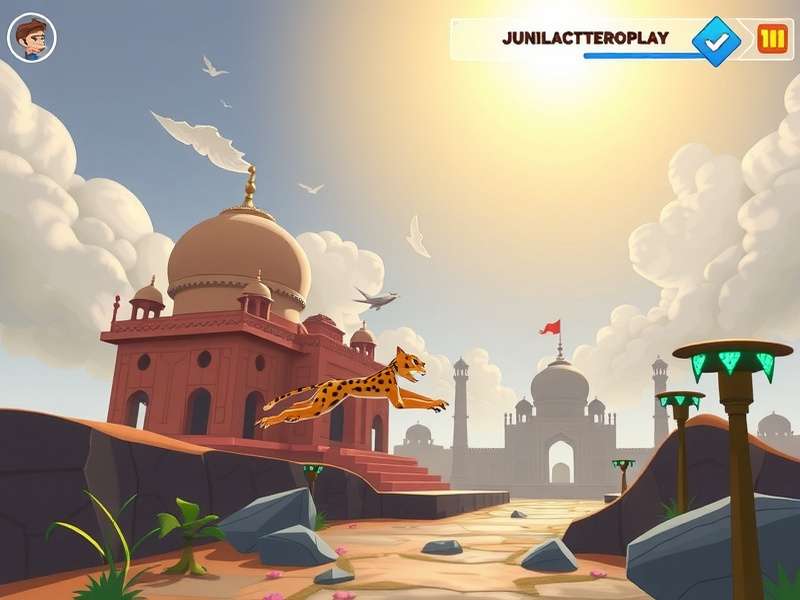 Jumping Cheetah Prodigy level design showcasing Indian architecture