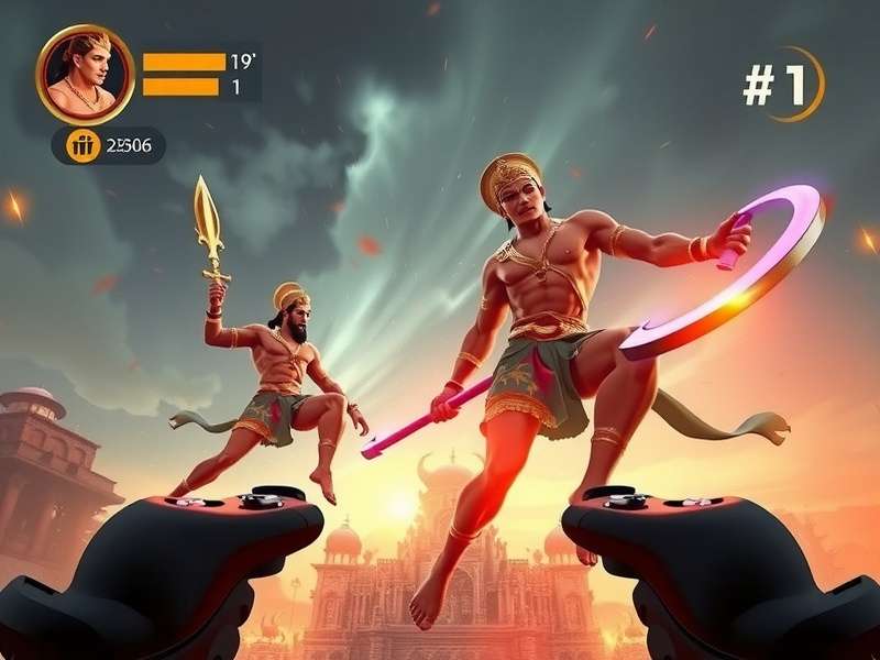 Hanuman S Divine VR gameplay screenshot showing epic battle scene