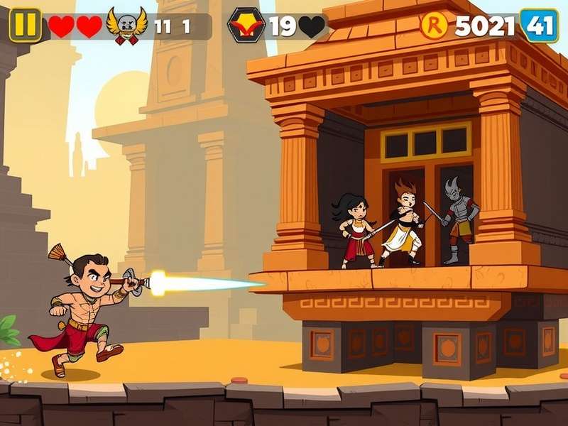 Speedy Dash Gladiator - Thrilling Temple Run Speedy Dash Gladiator gameplay screenshot showing character running through ancient Indian temple