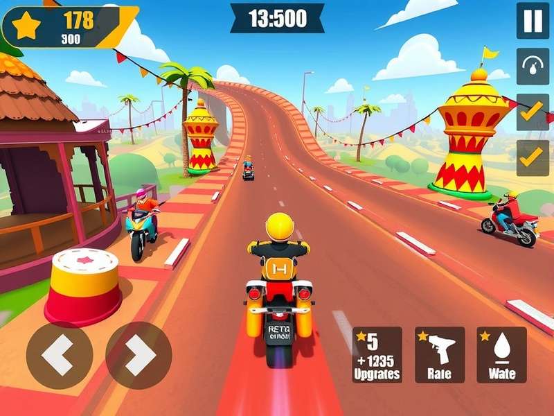 Clove Cruise Dash gameplay screenshot showing vibrant Indian-themed racetrack