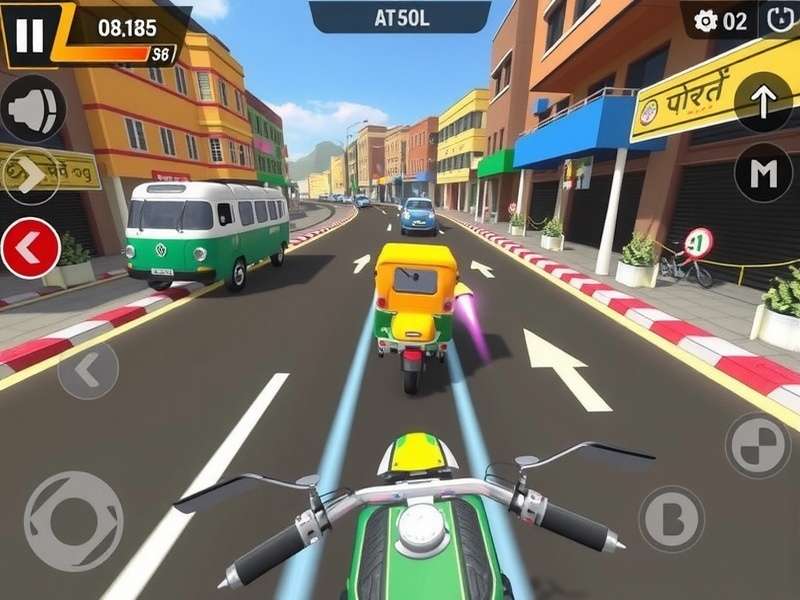 Jugaad Tuk Tuk Blitz gameplay screenshot showing vibrant Indian streets