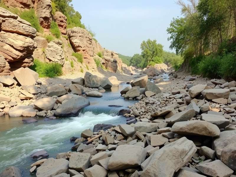 Betwa River flowing through rocky terrain