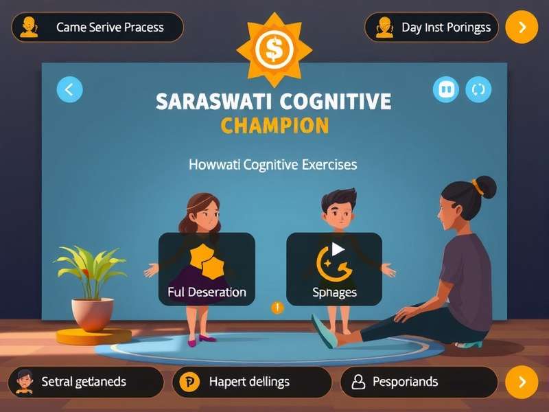 Saraswati Cognitive Champion gameplay interface showing cognitive exercises