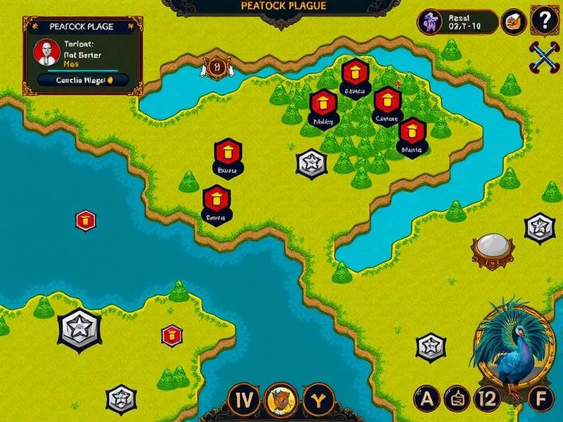 Peacock Plague strategy map showing territory control