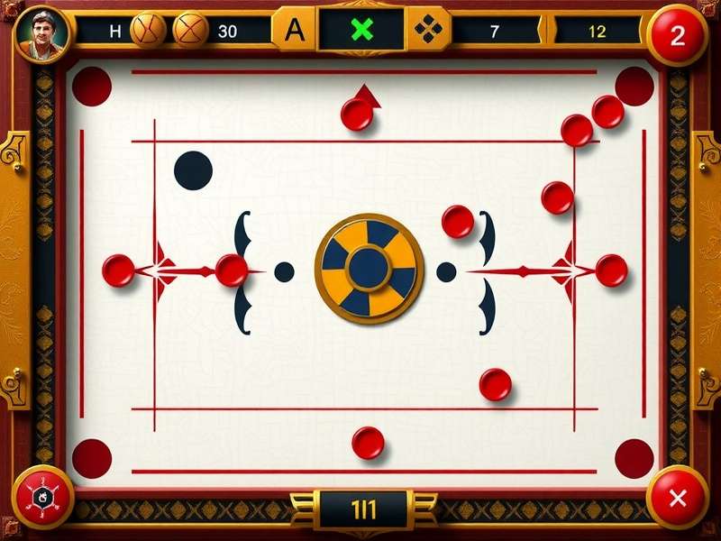 Carrom Board Layout Carrom board layout with pieces arrangement