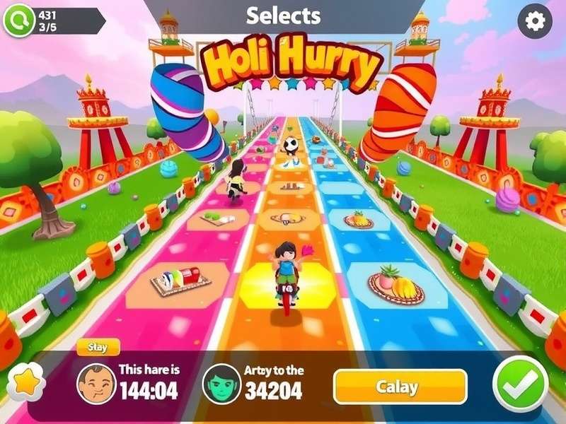 Diverse Character Selection in Holi Hurry Holi Hurry character selection screen with diverse avatars