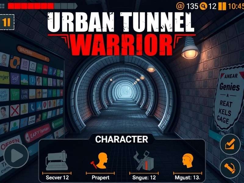 Urban Tunnel Warrior gameplay screenshot showing tunnel environment