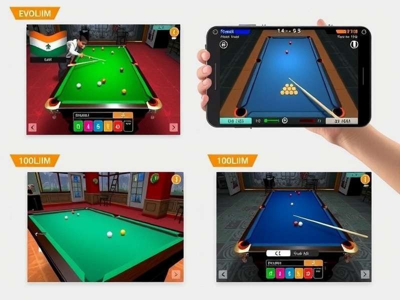 India Billiards 3D gameplay screenshot showing realistic 3D graphics